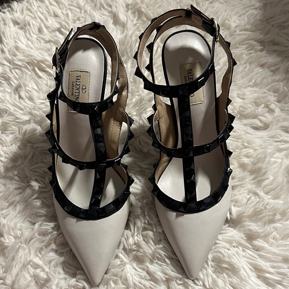 Valentino Shoes - Valentino Women's White and Black Studded Heels size 39